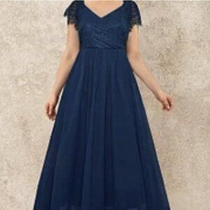 Flycurvy Lace Top A-Line Dress Fully Lined Beautiful Navy Size 3X NWOT